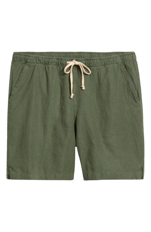 Alex Crane Bo Linen Drawstring Shorts In Pine