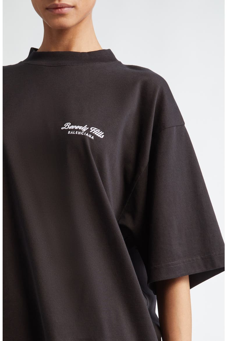 Beverly Hills Medium Fit Embroidered Cotton T-Shirt, Alternate, color, 9034 WASHED BLACK/ WHITE