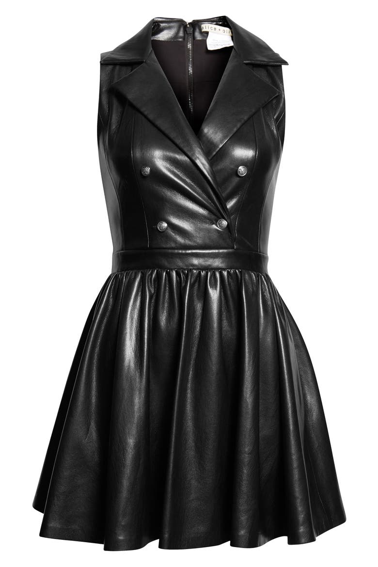 Emmy Faux Leather Sleeveless Dress, Alternate, color, BLACK