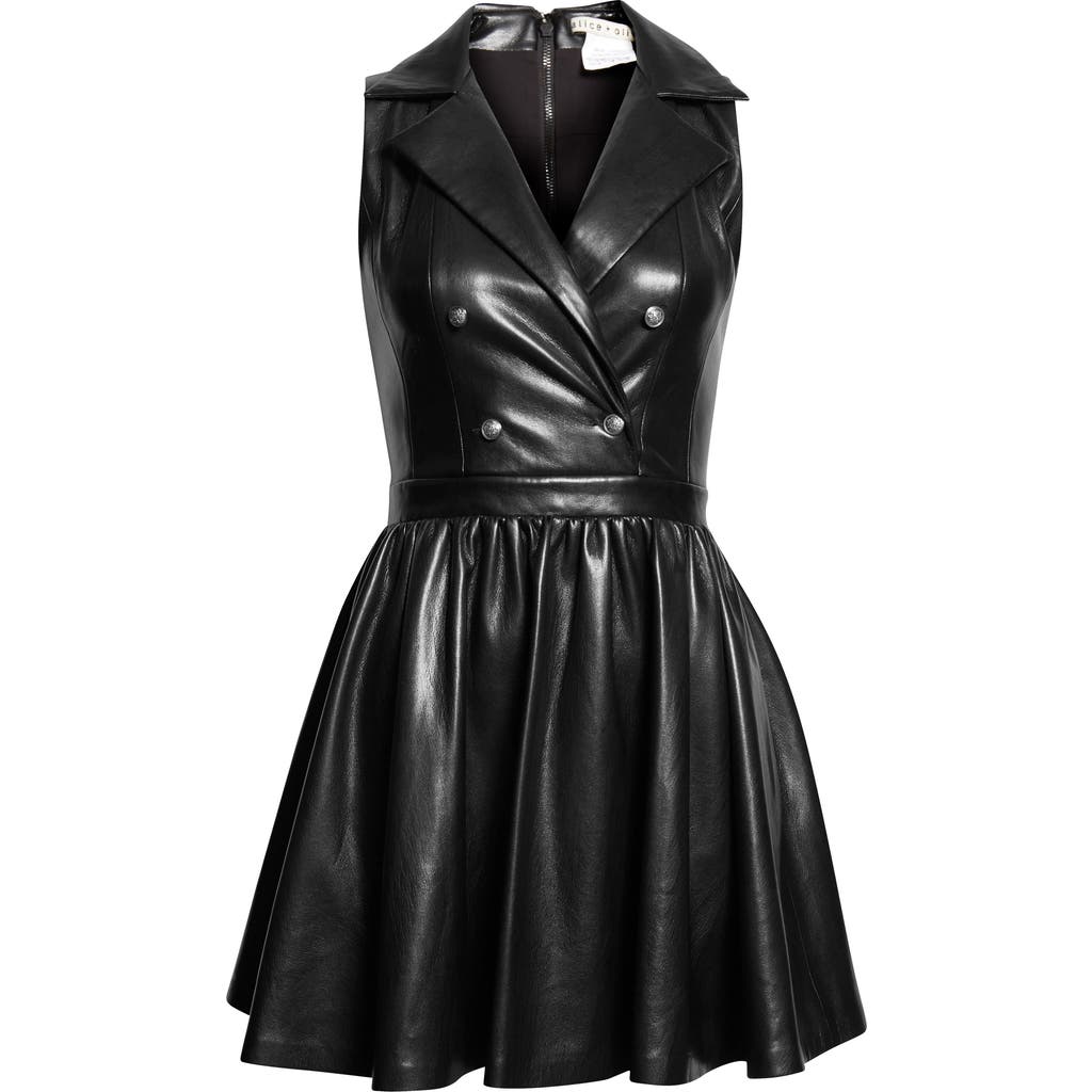 Alice And Olivia Alice + Olivia Emmy Faux Leather Sleeveless Dress In Black