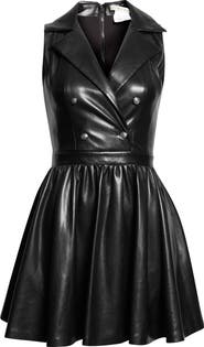 Alice + Olivia Emmy Faux Leather Sleeveless Dress