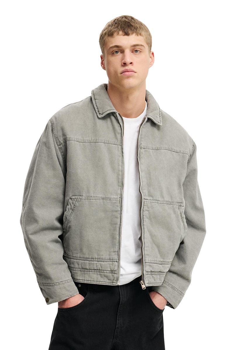 Cotton On Men's Cropped Worker Jacket, Main, color, Washed Grey