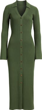 Julia Jordan Collar Long Sleeve Rib Maxi Sweater Dress