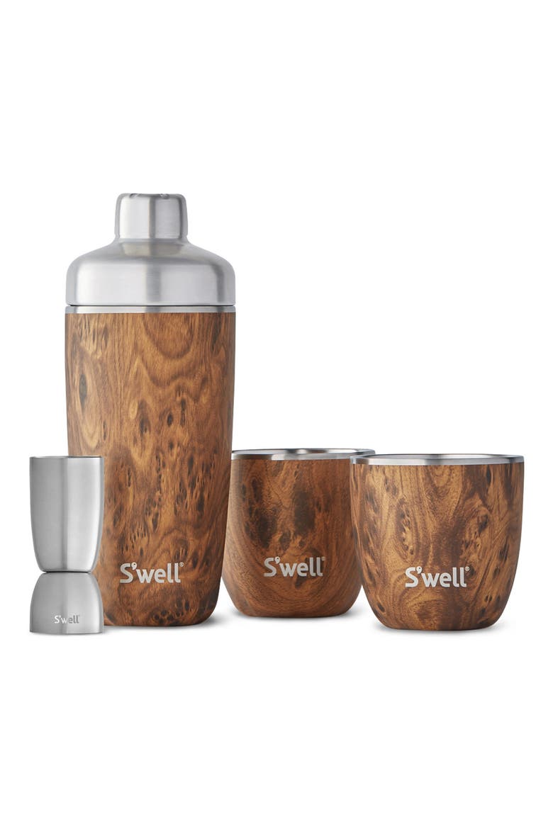 Barware Set, Main, color, TEAKWOOD