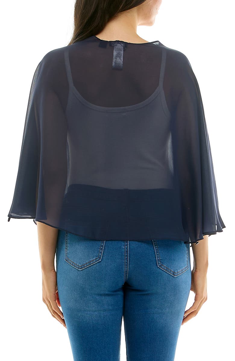 Nina Leonard Chiffon Capelet, Alternate, color, Navy
