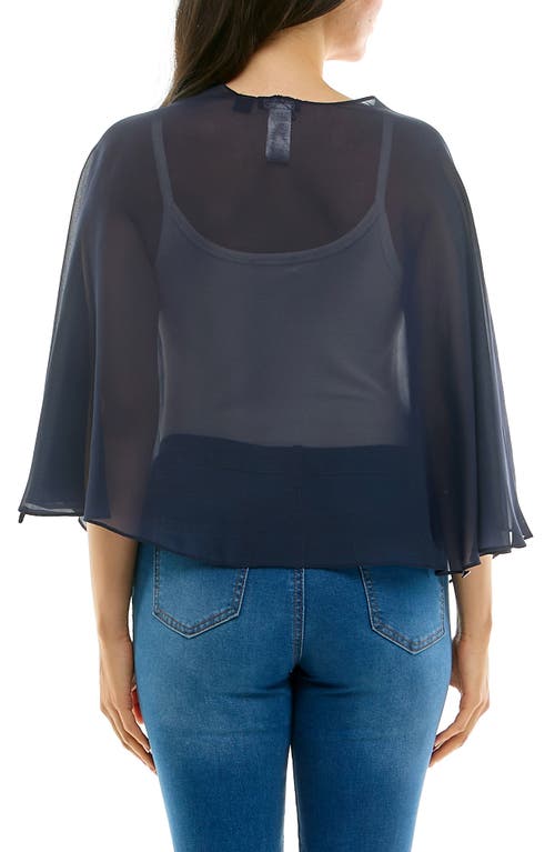 Nina Leonard Chiffon Capelet In Blue