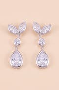 Modenaire Crystal Leaf-Inspired Drop Earrings