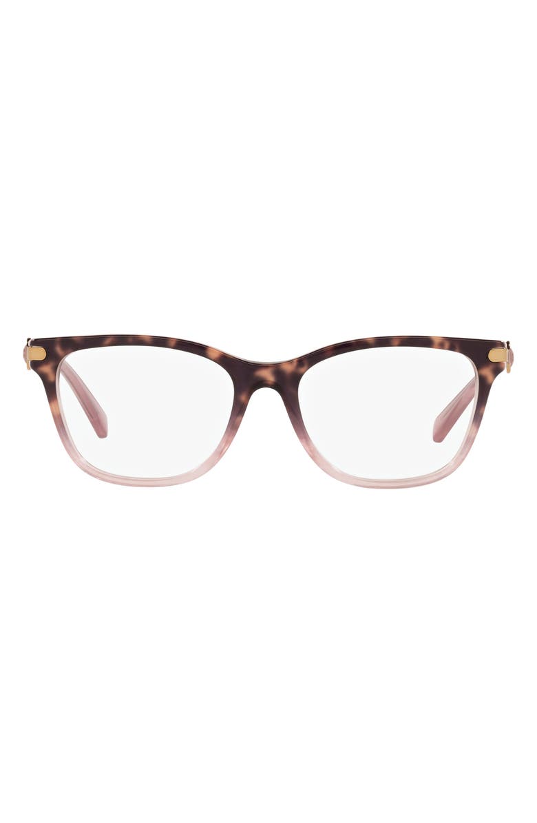 COACH 53mm Rectangular Optical Glasses, Main, color, Rose Tortoise / Demo Lens