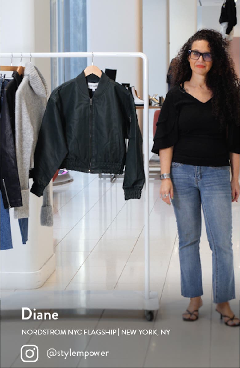 Parker Faux Leather Crop Bomber Jacket, sales video thumbnail