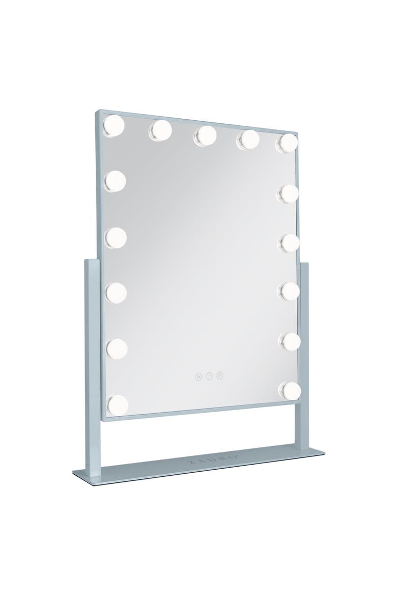 Medium Vertical Hollywood Makeup Mirror with Lights, Alternate, color, French Blue