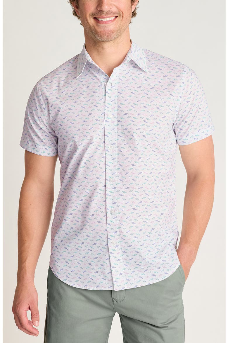 Riviera Short Sleeve Shirt, Main, color, WHITE SHARKS