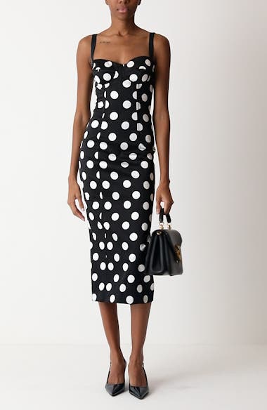 Dolce&Gabbana Polka Dot Ruched Satin Sheath Dress | Nordstrom