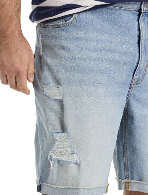 True Nation By Dxl Big & Tall Athletic-fit Destructed Denim Shorts In Scooby Blue
