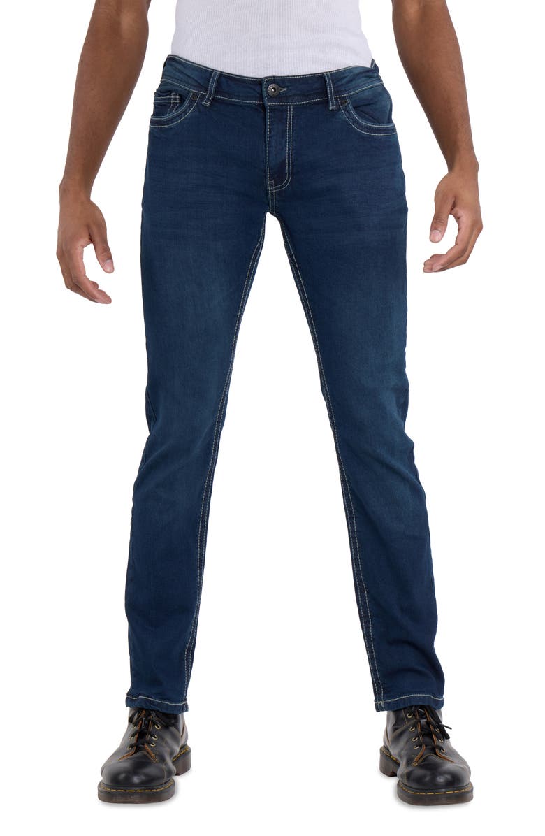 XRAY Saddle Stitch Stretch Straight Leg Jeans, Main, color, Dark Blue