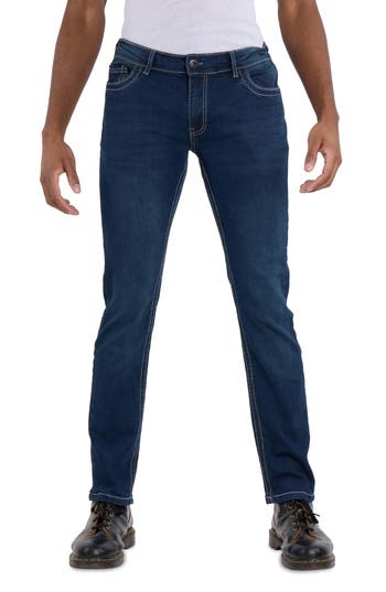 X-ray Xray Saddle Stitch Stretch Straight Leg Jeans In Blue