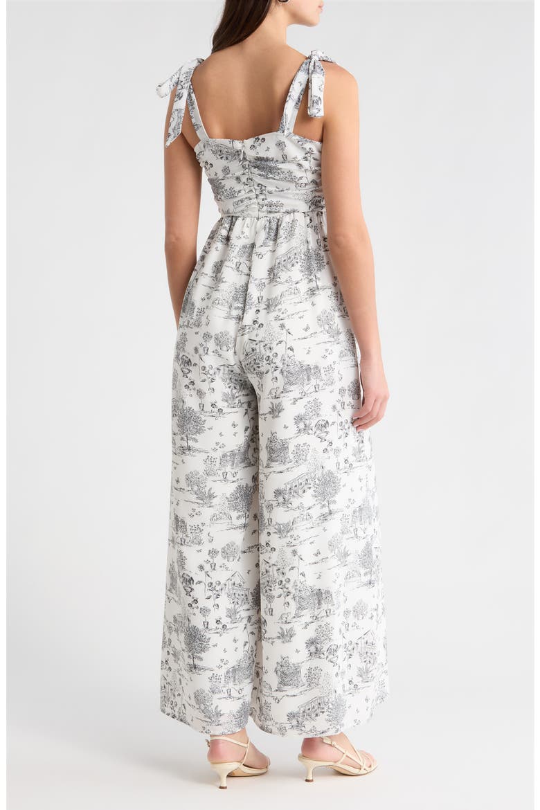 Renzo Toile Tie Strap Jumpsuit, Alternate, color, GREY-BLACK