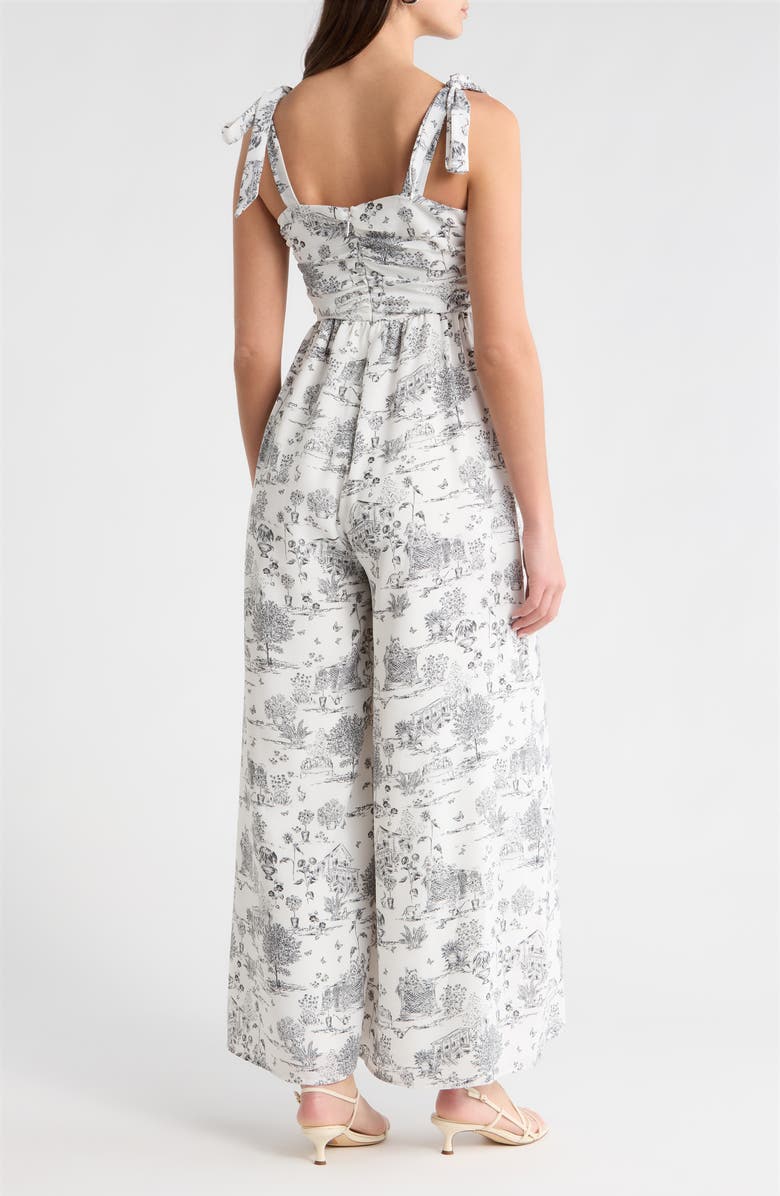 SUGARLIPS Renzo Toile Tie Strap Jumpsuit, Alternate, color, Grey-Black