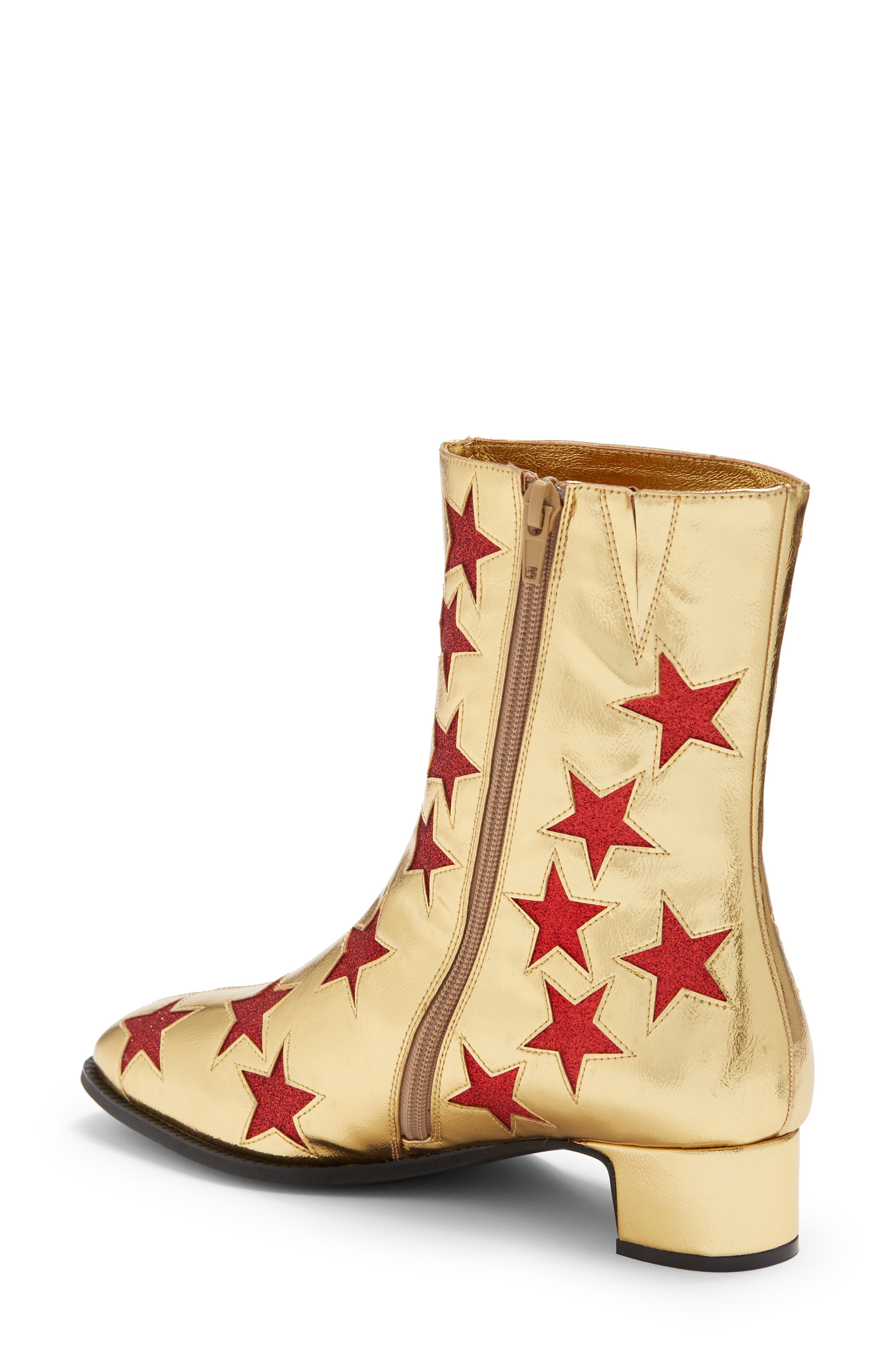 On Mars Bootie, Alternate, color, GOLD RED GLITTER