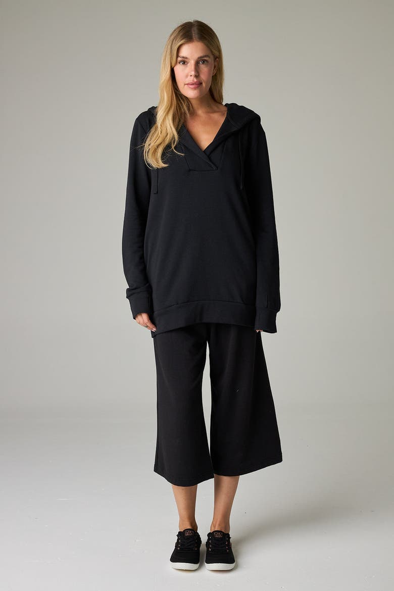 Serengeti Eco-Luxe Fleece Oversized Hoodie - Cloud-Soft Comfort, Alternate, color, Coal Black