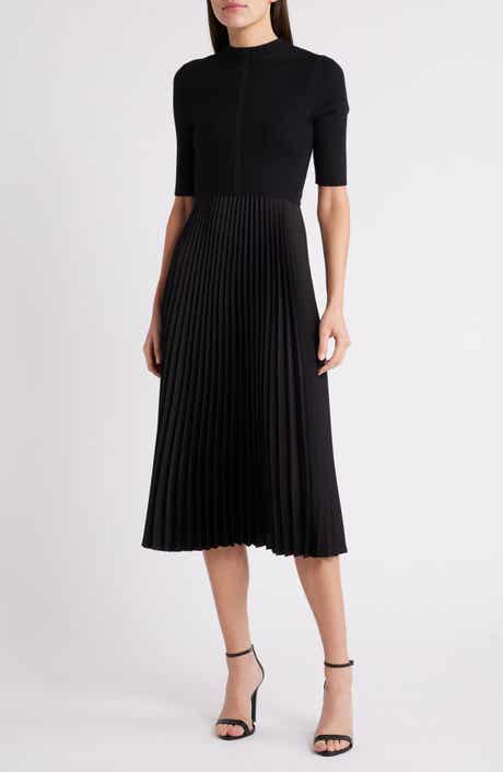 BOSS Fireanami Shimmer Sweater Dress with Plissé Skirt