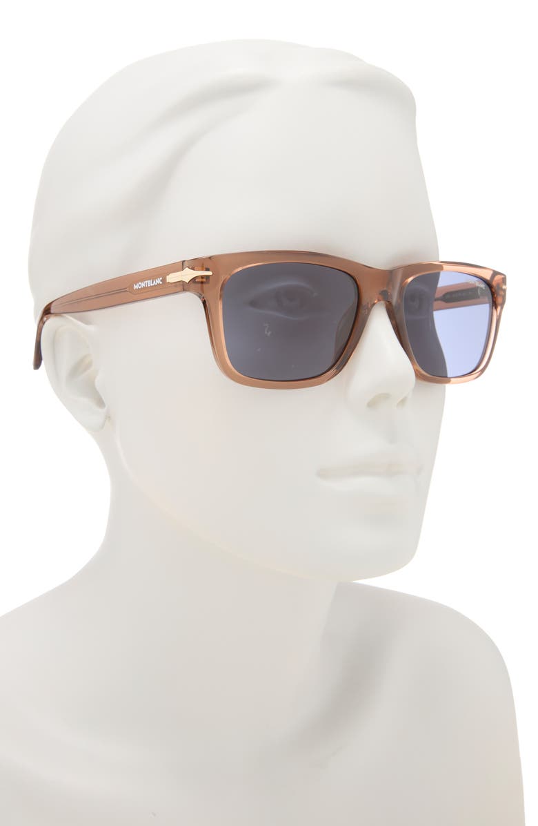 Montblanc 54mm Square Sunglasses, Alternate, color, Brown Brown Blue