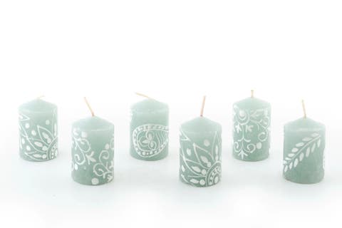 Henna Duck Egg Painted Candles - Set of 6
