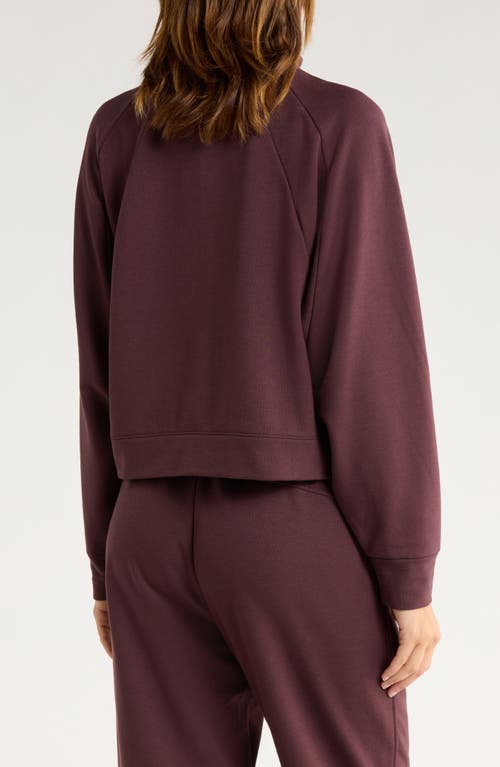 Z By Zella Cozy Scuba Fleece Half-zip Sweatshirt In Burgundy