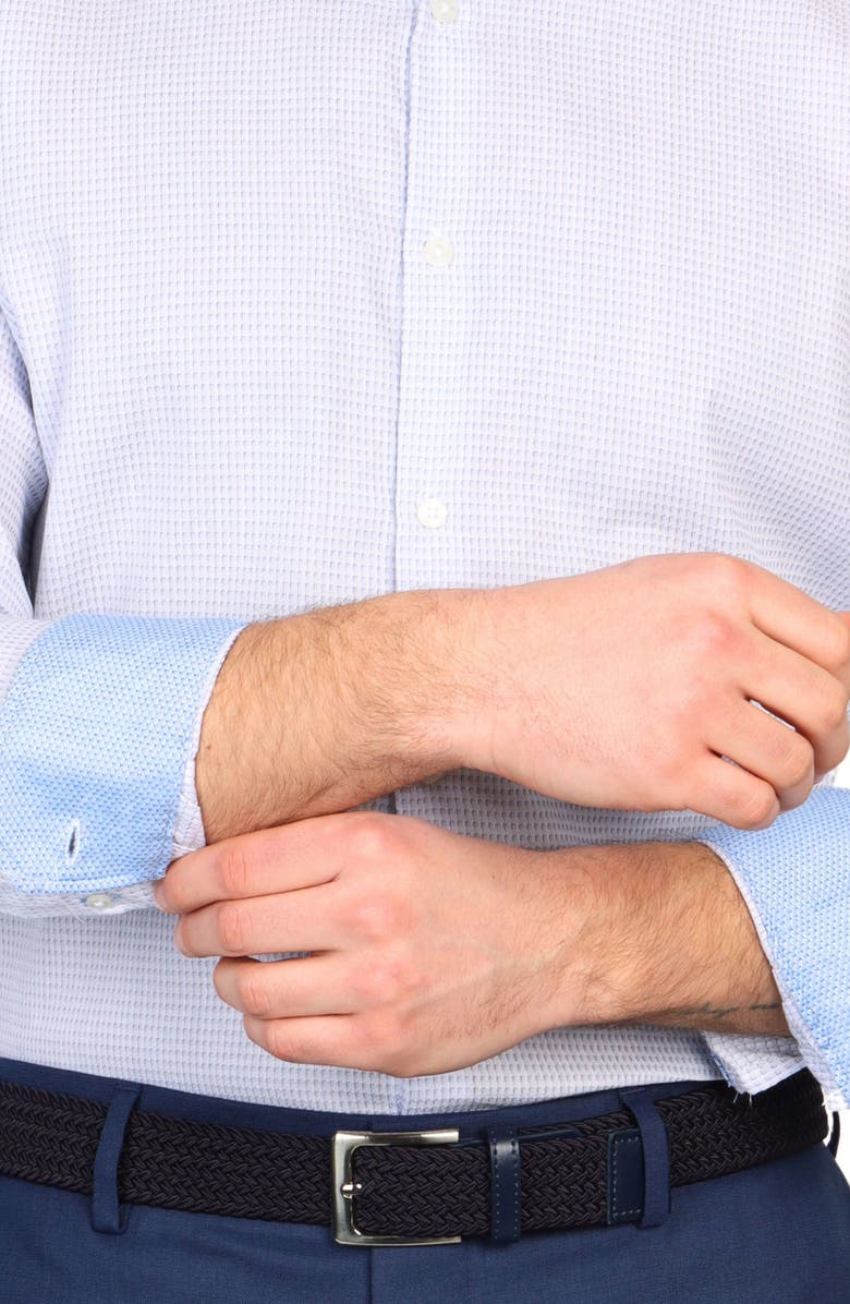 TailorByrd Trim Fit Dobby Non-Iron Stretch Dress Shirt, Alternate, color, Sky Blue