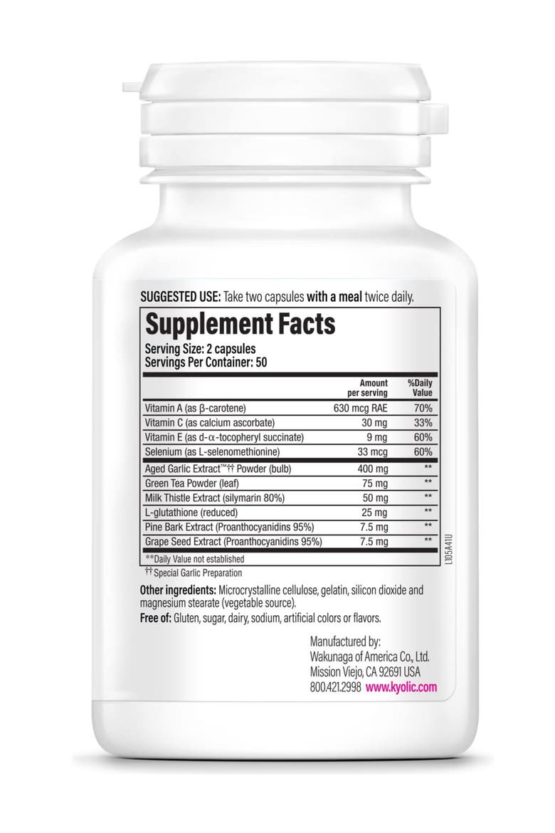 Garlic Extract Supplement for Detox and Healthy Aging Support with Milk Thistle 100 capsules(50 servings), Alternate, color, None