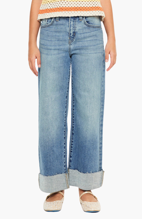 Kancan Leslie High Rise Crop Wide Leg Jeans In Blue