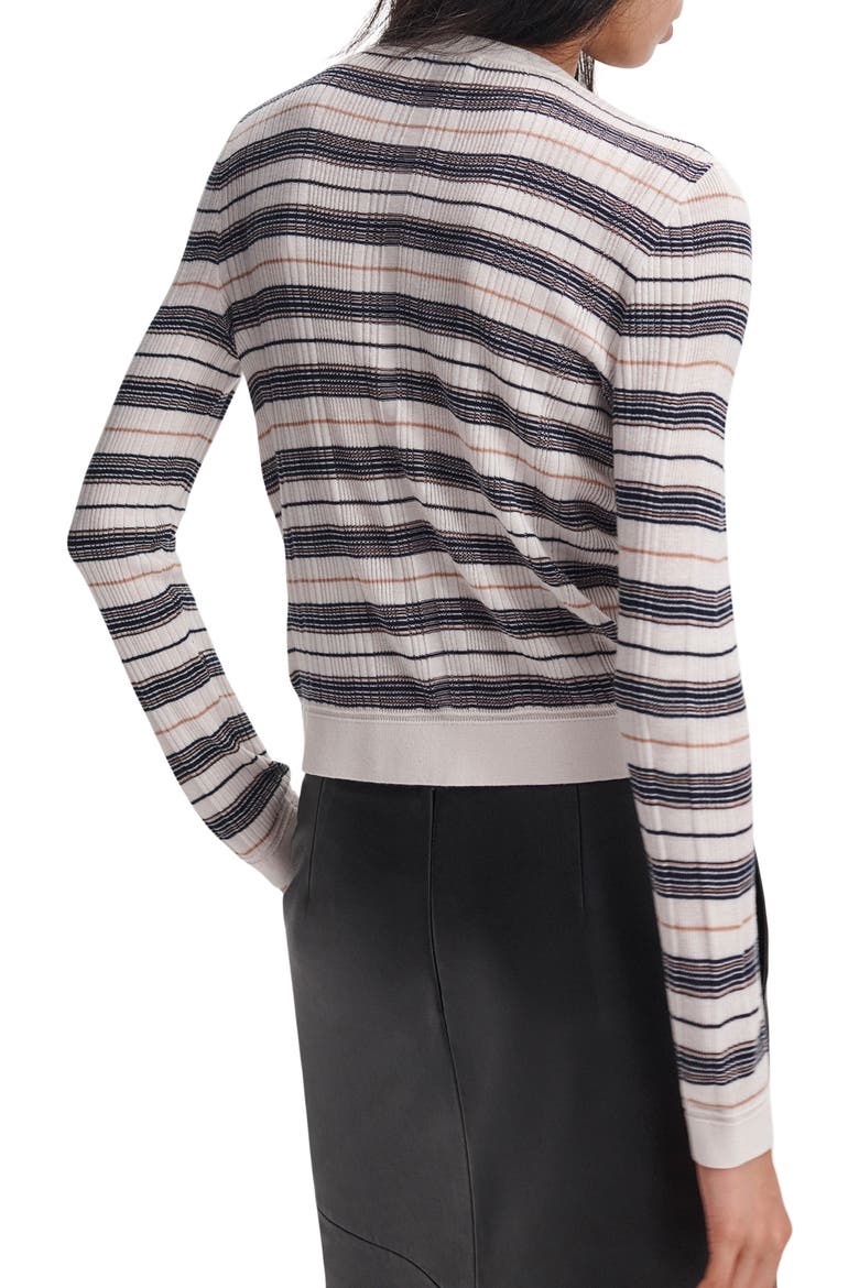 Teresa Stripe Silk Blend Cardigan, Alternate, color, IVR MULTI