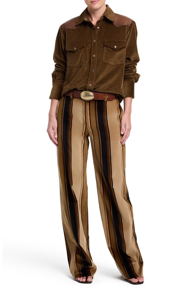 Isla Stripe High Waist Wide Leg Pants, Alternate, color, SEPIA TINT/ MIDNIGHT