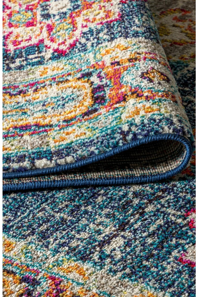 Bohemian FLAIR Boho Vintage Medallion Area Rug, Alternate, color, Navy/Red
