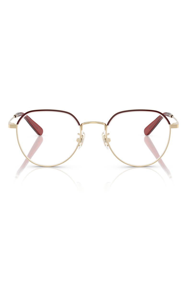 COACH 51mm Round Optical Glasses, Main, color, Gold / Rooibos / Demo Lens