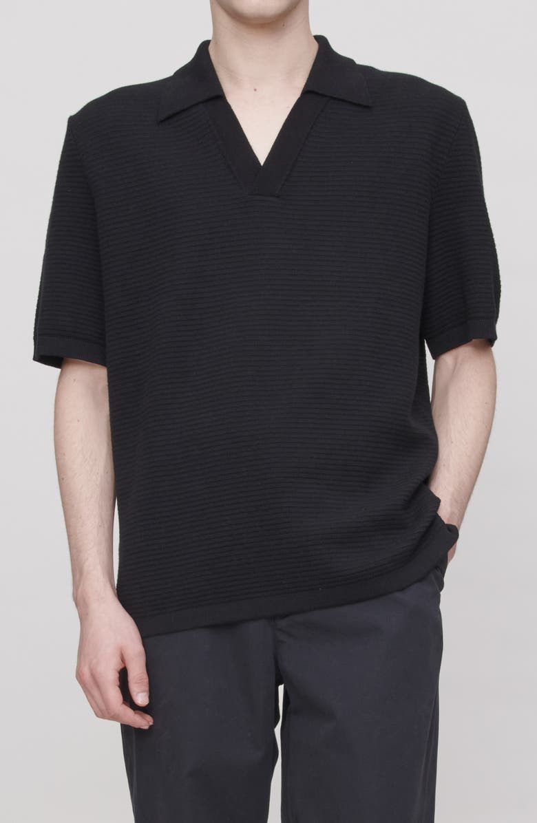 A.P.C. Livio Johnny Collar Polo, Alternate, color, Lzz Black