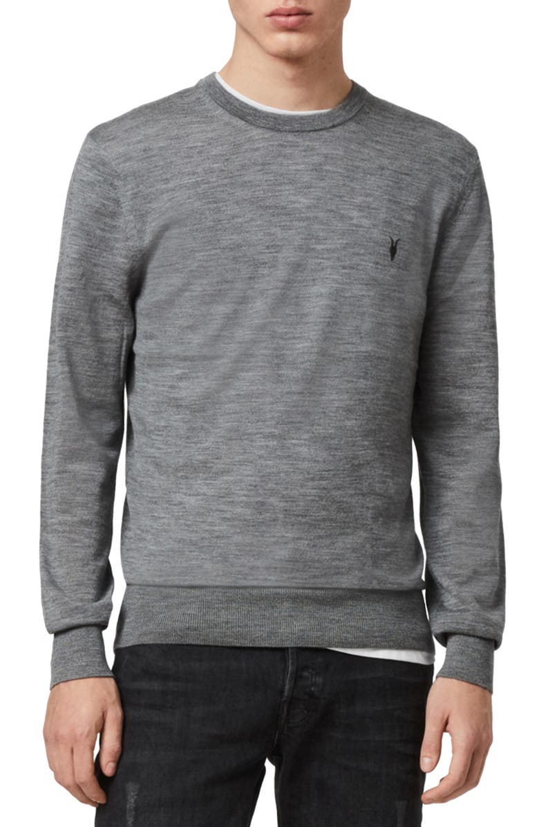 AllSaints Mode Slim Fit Wool Sweater, Main, color, Grey Marl