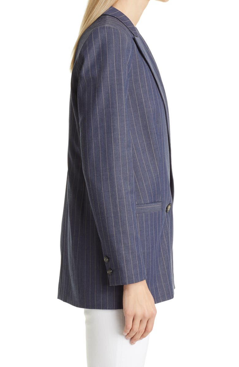 Ganni Double Breasted Pinstripe Blazer, Alternate, color, 