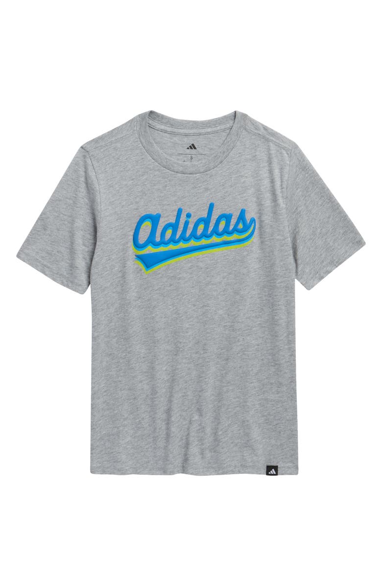 adidas Kids' Varsity Logo Graphic T-Shirt, Main, color, Medium Grey Heather