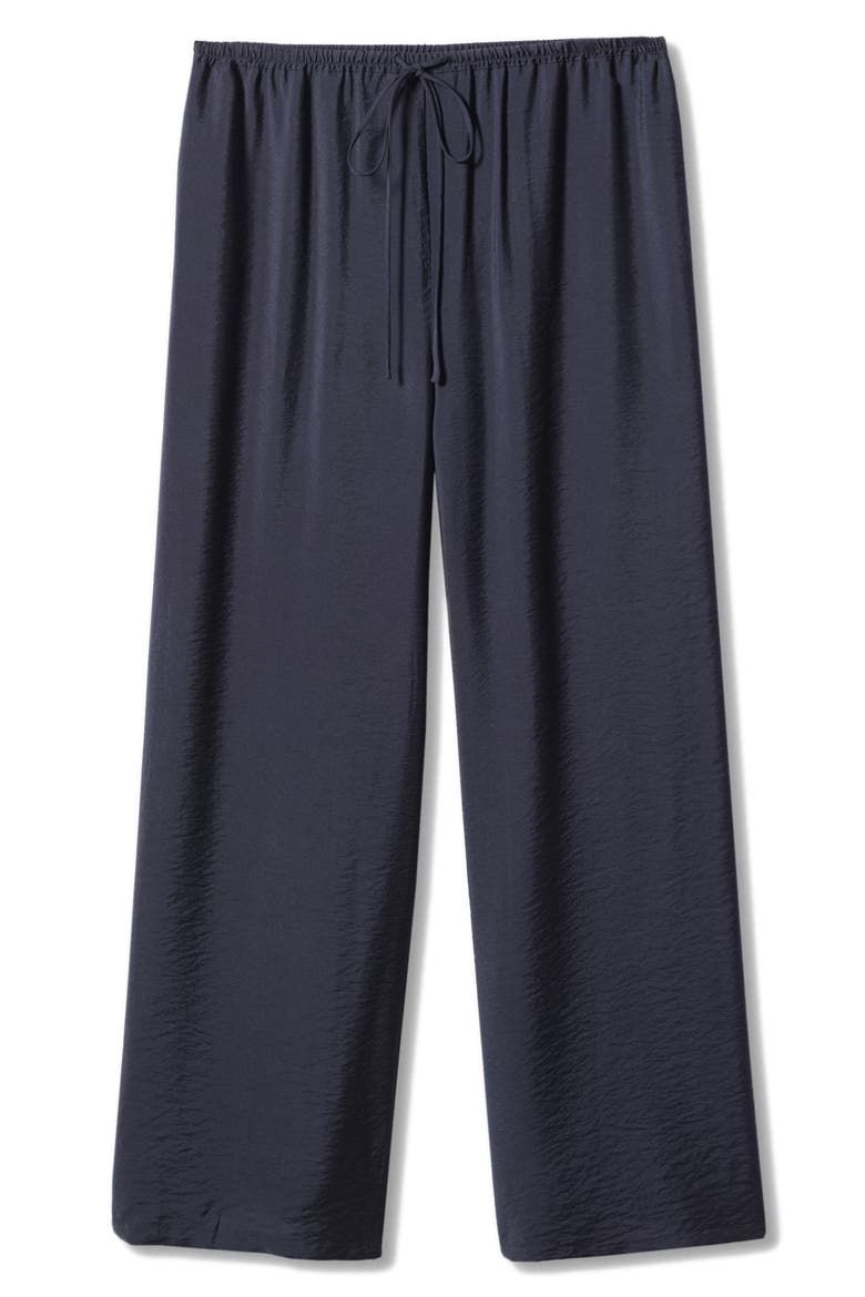 High Waist Satin Palazzo Pants, Alternate, color, NAVY