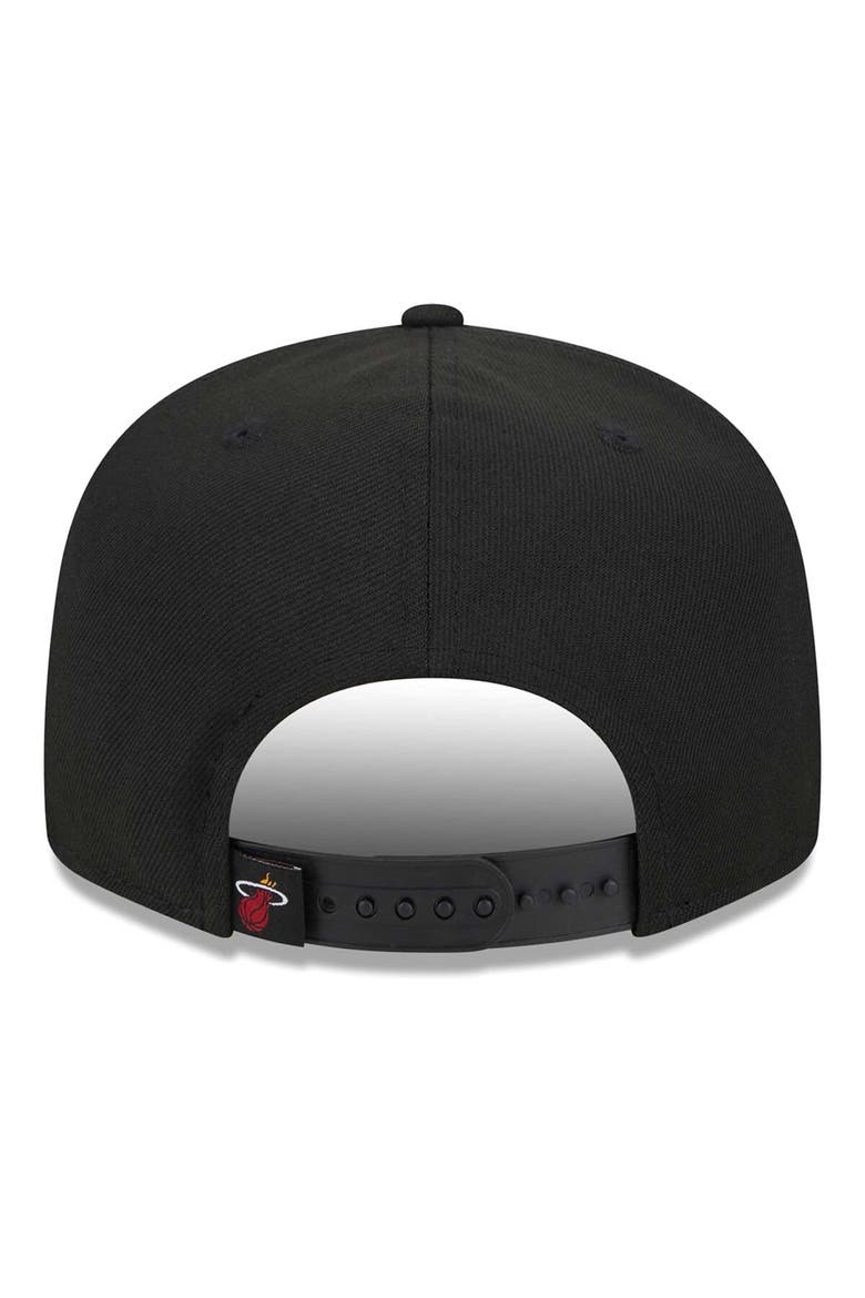 Men's New Era Black Miami Heat Side Logo 9FIFTY Snapback Hat, Alternate, color, Black