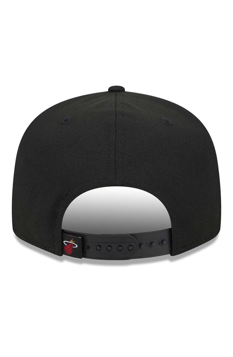 New Era Men's New Era Black Miami Heat Side Logo 9FIFTY Snapback Hat, Alternate, color,