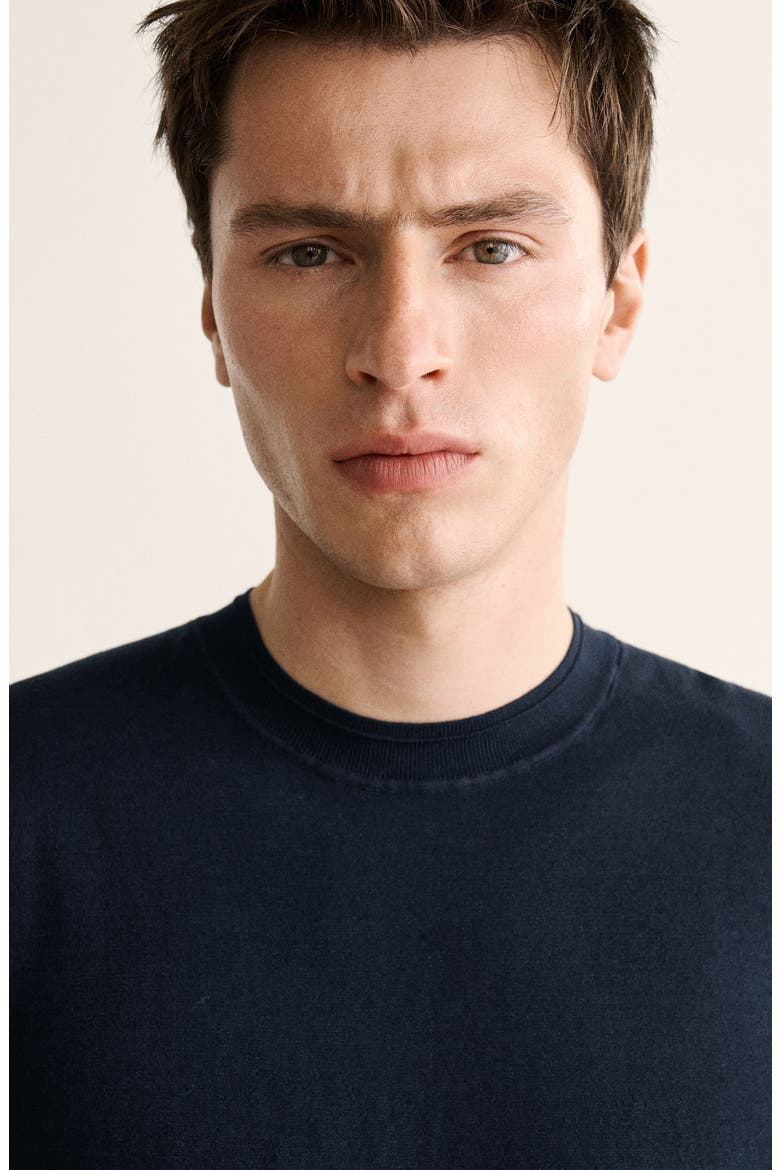 Cotton & Silk T-Shirt, Alternate, color, NAVY