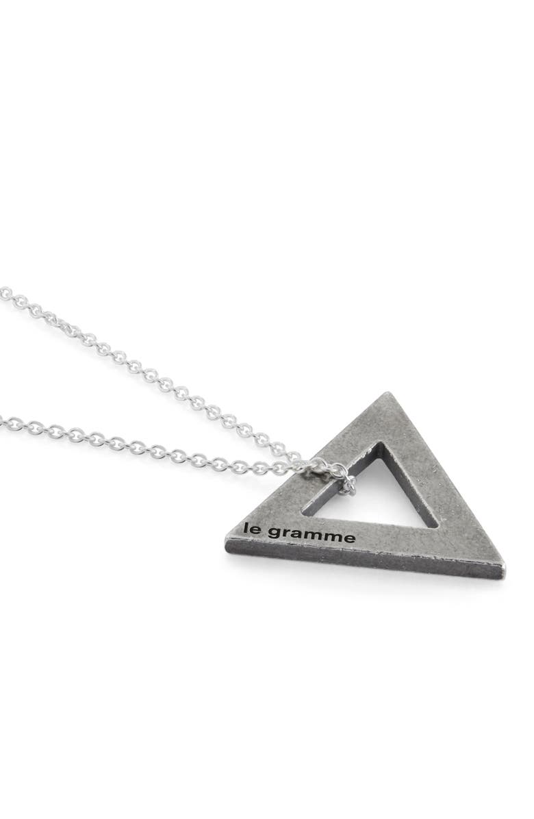 le gramme Men's Sterling Silver Triangle Pendant Necklae, Alternate, color,