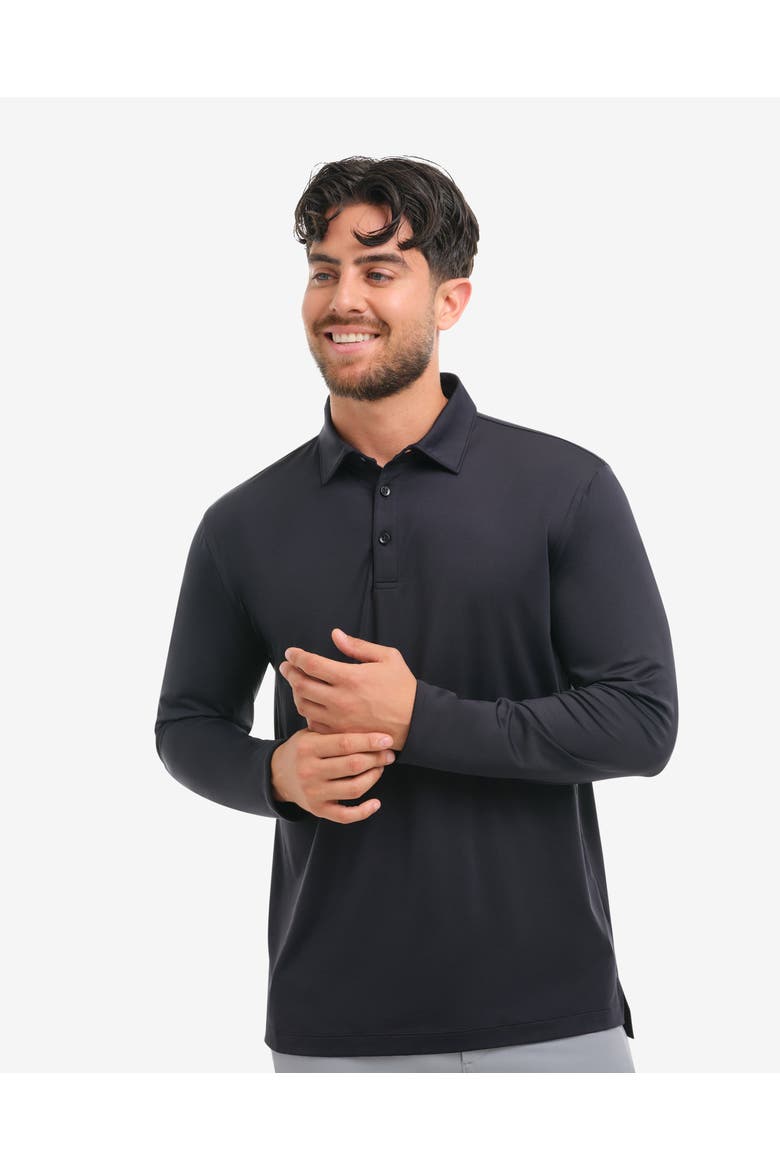 Men's Long Sleeve Collared Shirt with Sun and UV Protection, Alternate, color, Black