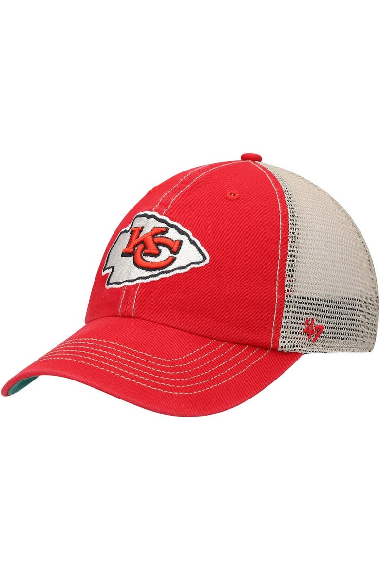 Men's '47 Red/Natural Kansas City Chiefs Trawler Trucker Clean Up Snapback Hat, Main, color, Red
