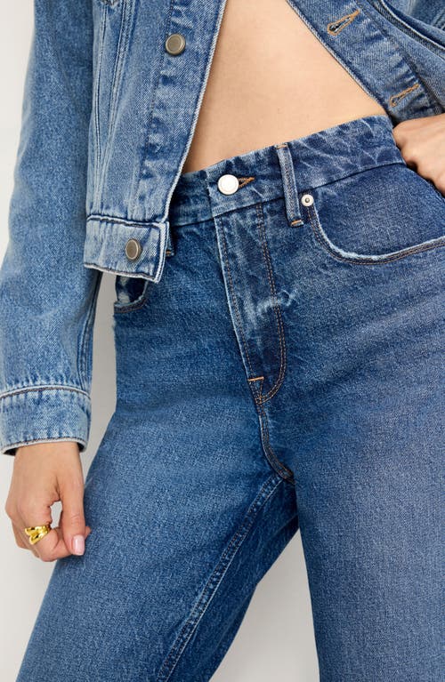 GOOD AMERICAN GOOD AMERICAN GOOD ICON TWISTED SLIT HEM HIGH WAIST STRAIGHT LEG JEANS