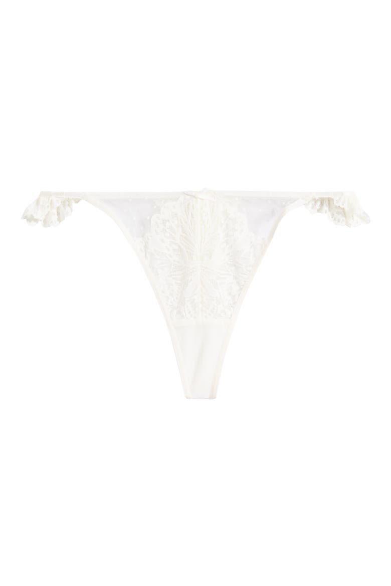Posie Ruffle Lace & Mesh G-String, Alternate, color, SNOW WHITE