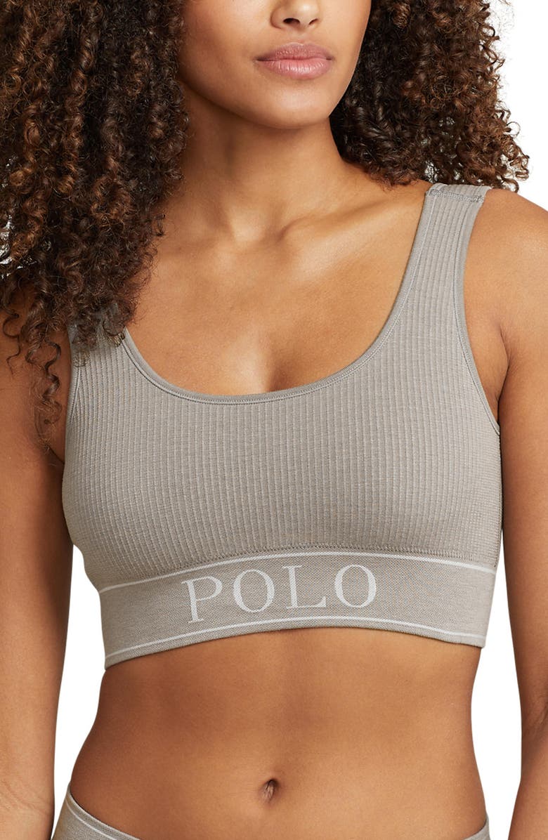 Polo Ralph Lauren Ribbed Square Neck Bralette, Main, color, 