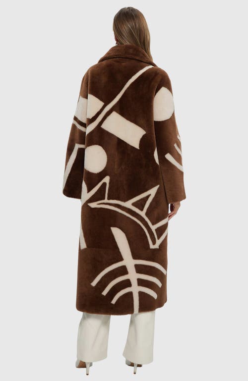 Gorski Shearling Lamb Coat With Intarsia In Brown