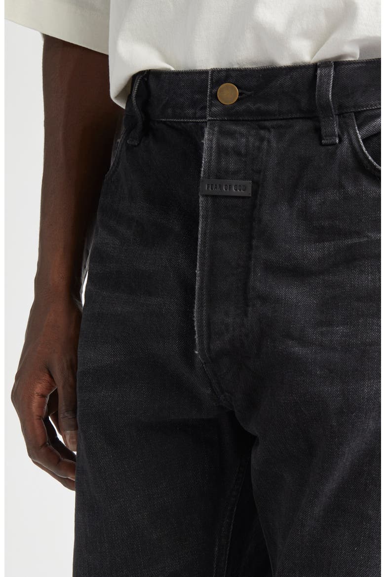 Five-Pocket Raw Hem Straight Leg Jeans, Alternate, color, BLACK